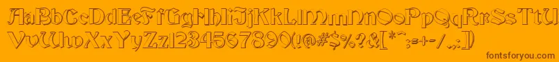 FzJazzy193D-Schriftart – Braune Schriften auf orangefarbenem Hintergrund