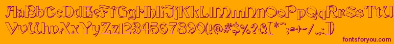 FzJazzy193D-Schriftart – Violette Schriften auf orangefarbenem Hintergrund