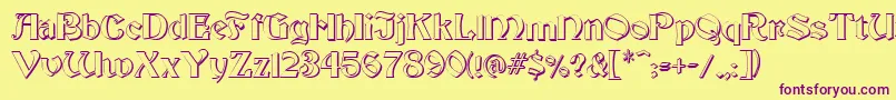 FzJazzy193D Font – Purple Fonts on Yellow Background