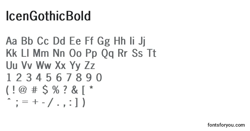 A fonte IcenGothicBold – alfabeto, números, caracteres especiais