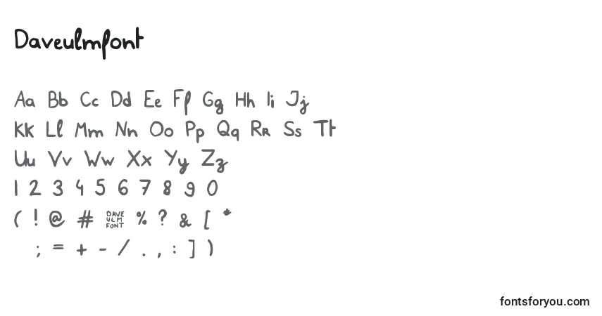 Czcionka Daveulmfont – alfabet, cyfry, specjalne znaki