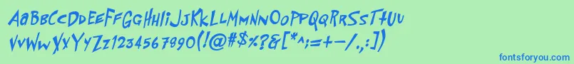 Шрифт PfflyingsaucerBoldBoldItalic – синие шрифты на зелёном фоне
