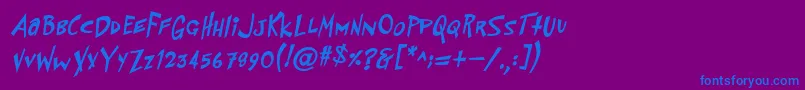 フォントPfflyingsaucerBoldBoldItalic – 紫色の背景に青い文字