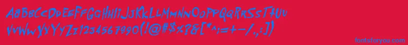 PfflyingsaucerBoldBoldItalic Font – Blue Fonts on Red Background