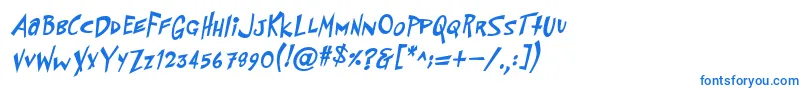 PfflyingsaucerBoldBoldItalic-Schriftart – Blaue Schriften auf weißem Hintergrund