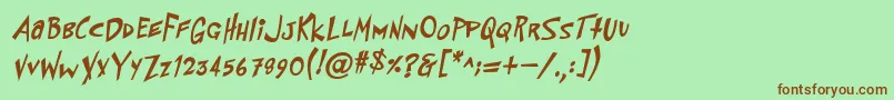 PfflyingsaucerBoldBoldItalic-fontti – ruskeat fontit vihreällä taustalla