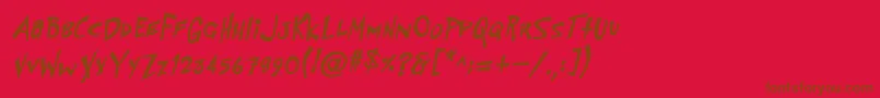 PfflyingsaucerBoldBoldItalic Font – Brown Fonts on Red Background