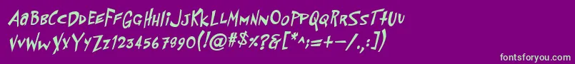 PfflyingsaucerBoldBoldItalic Font – Green Fonts on Purple Background