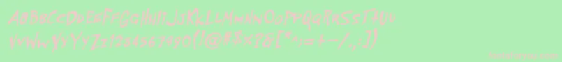 フォントPfflyingsaucerBoldBoldItalic – 緑の背景にピンクのフォント