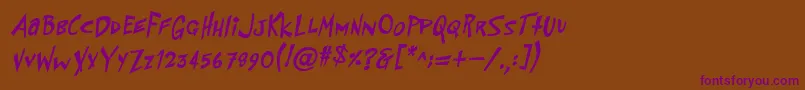 PfflyingsaucerBoldBoldItalic-fontti – violetit fontit ruskealla taustalla