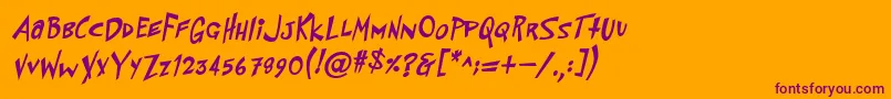 PfflyingsaucerBoldBoldItalic Font – Purple Fonts on Orange Background