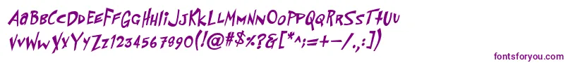PfflyingsaucerBoldBoldItalic-Schriftart – Violette Schriften auf weißem Hintergrund