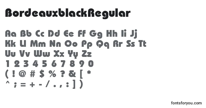 Schriftart BordeauxblackRegular – Alphabet, Zahlen, spezielle Symbole
