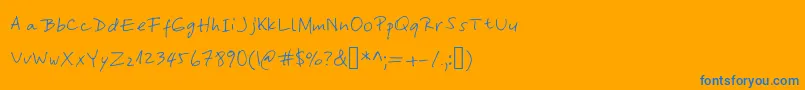 フォントYasnasHand – オレンジの背景に青い文字