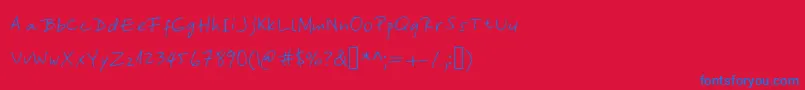 YasnasHand Font – Blue Fonts on Red Background
