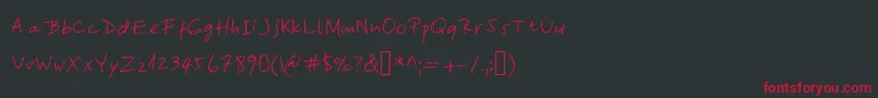 YasnasHand Font – Red Fonts on Black Background