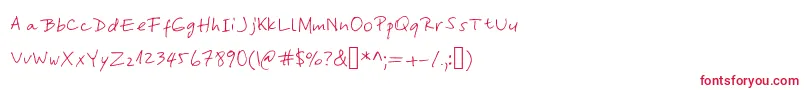 フォントYasnasHand – 白い背景に赤い文字