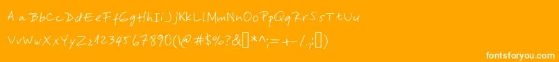 YasnasHand-Schriftart – Weiße Schriften auf orangefarbenem Hintergrund