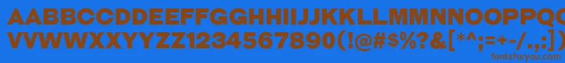 フォントGalderglynnTitlingBl – 茶色の文字が青い背景にあります。