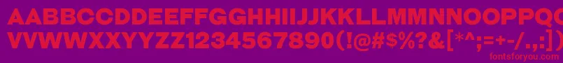 GalderglynnTitlingBl-Schriftart – Rote Schriften auf violettem Hintergrund