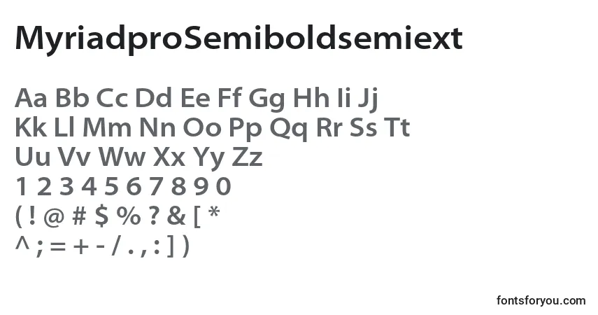 Fuente MyriadproSemiboldsemiext - alfabeto, números, caracteres especiales