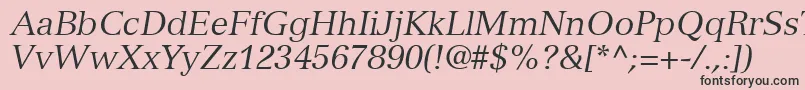 Fonte NuanceSsiItalic – fontes pretas em um fundo rosa