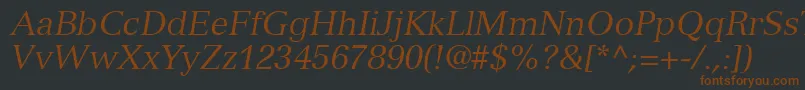 NuanceSsiItalic-fontti – ruskeat fontit mustalla taustalla