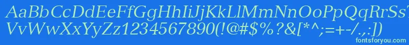 NuanceSsiItalic Font – Green Fonts on Blue Background