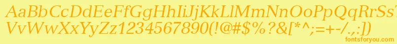 NuanceSsiItalic-Schriftart – Orangefarbene Schriften auf gelbem Hintergrund