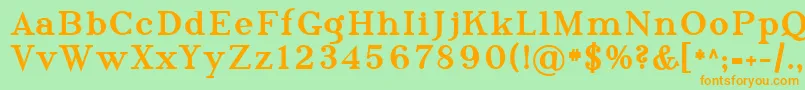 フォントSfphosphorustriselenide – オレンジの文字が緑の背景にあります。