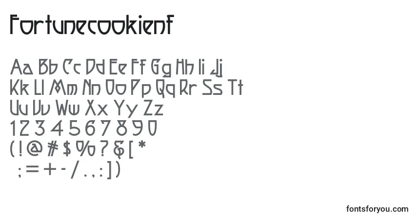 A fonte Fortunecookienf – alfabeto, números, caracteres especiais