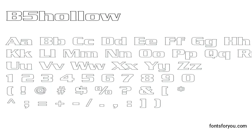 Schriftart B5hollow – Alphabet, Zahlen, spezielle Symbole