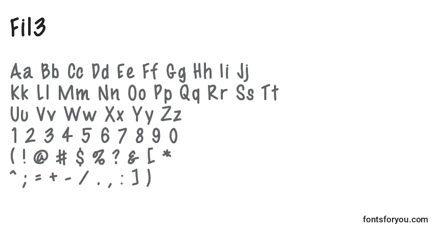 A fonte Fil3 – alfabeto, números, caracteres especiais