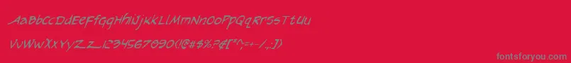 フォントArilonCondensedItalic – 赤い背景に灰色の文字