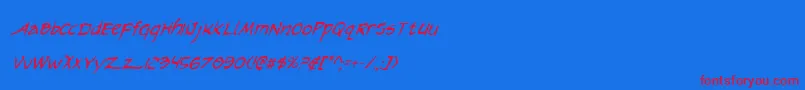 ArilonCondensedItalic-Schriftart – Rote Schriften auf blauem Hintergrund