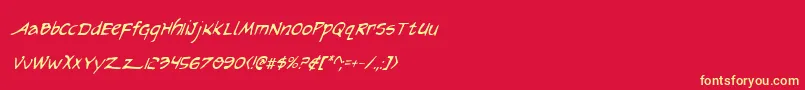 フォントArilonCondensedItalic – 黄色の文字、赤い背景