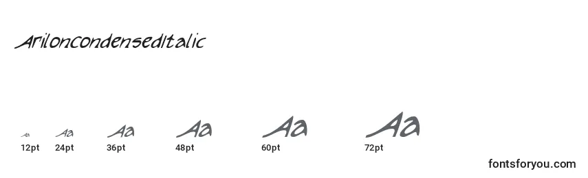 ArilonCondensedItalic Font Sizes