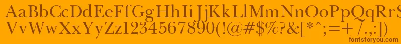 Pasmac-Schriftart – Braune Schriften auf orangefarbenem Hintergrund