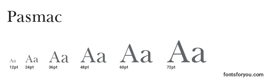 Größen der Schriftart Pasmac