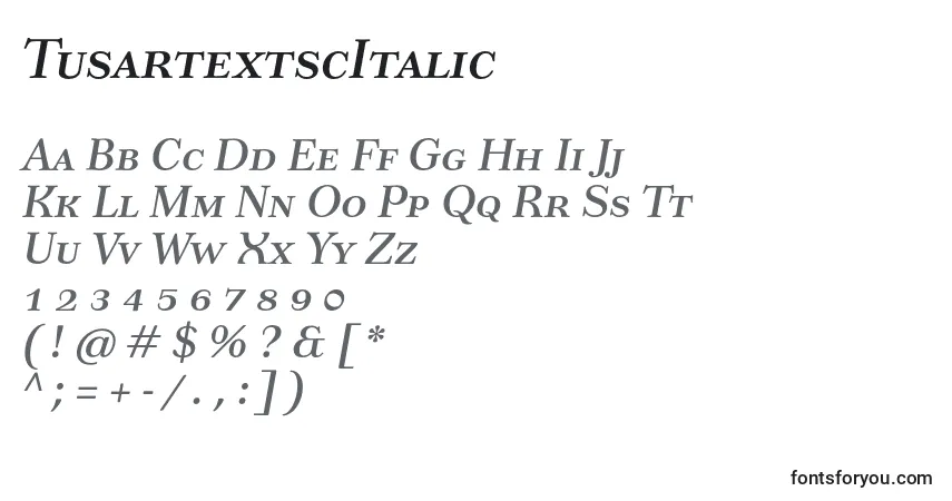 Шрифт TusartextscItalic – алфавит, цифры, специальные символы