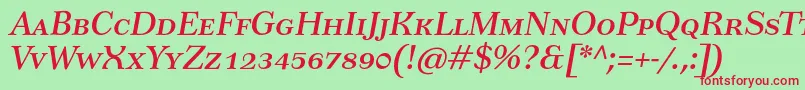 TusartextscItalic Font – Red Fonts on Green Background