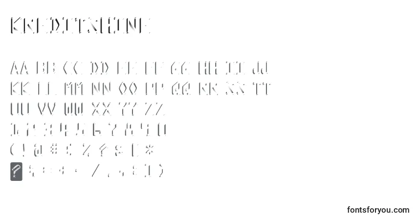 Czcionka KreditShine – alfabet, cyfry, specjalne znaki