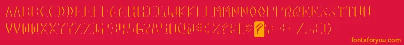 フォントKreditShine – 赤い背景にオレンジの文字