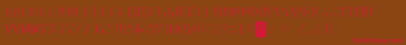 フォントKreditShine – 赤い文字が茶色の背景にあります。