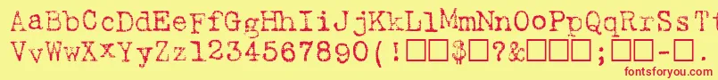 HarleyRegular-fontti – punaiset fontit keltaisella taustalla