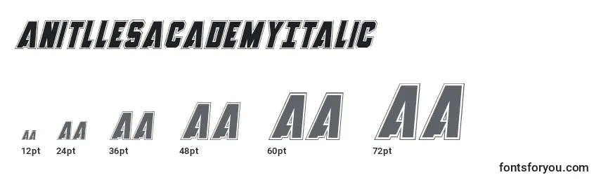 Размеры шрифта AnitllesAcademyItalic