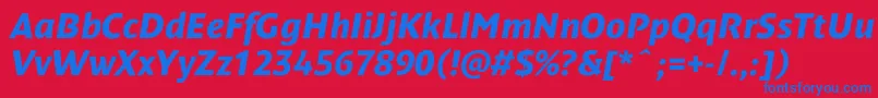 DendanewcBolditalic Font – Blue Fonts on Red Background