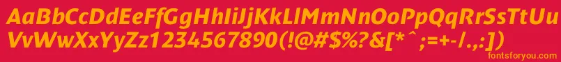 DendanewcBolditalic Font – Orange Fonts on Red Background