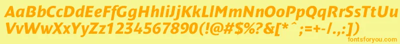 DendanewcBolditalic Font – Orange Fonts on Yellow Background