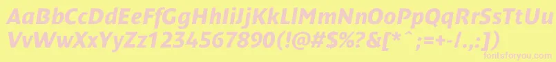 DendanewcBolditalic Font – Pink Fonts on Yellow Background